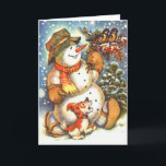 Cartes Pour Fêtes Annuelles Bonhomme de neige et chien<br><div class="desc">Bonhomme de neige et chien</div>