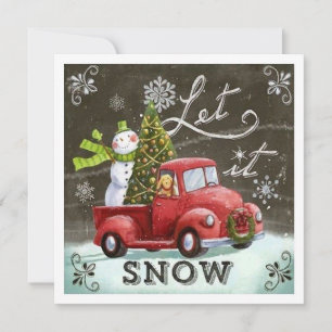 Cartes Pour Fêtes Annuelles Bonhomme de neige et chien rétro vintage dans un c