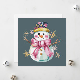 Cartes Pour Fêtes Annuelles Bonhomme de neige féminin Vacances d'hiver Noël Mi