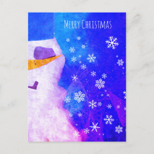 Cartes Pour Fêtes Annuelles Bonhomme de neige Flocons de neige Bleu Noël Magiq