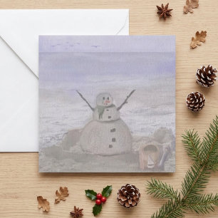 Cartes Pour Fêtes Annuelles Bonhomme de neige Frosty à la plage