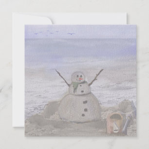 Cartes Pour Fêtes Annuelles Bonhomme de neige Frosty à la plage