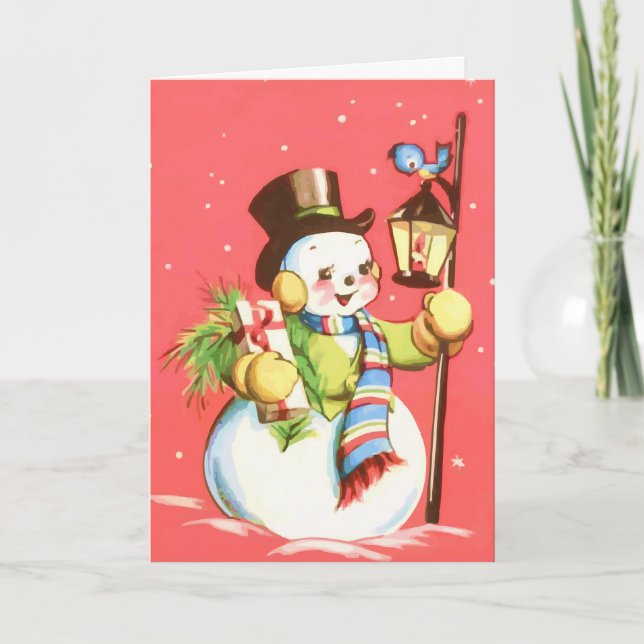 Cartes Pour Fêtes Annuelles Bonhomme de neige heureux (Devant)