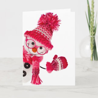 Cartes Pour Fêtes Annuelles Bonhomme de neige heureux avec des lunettes dans u
