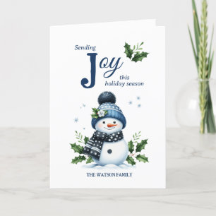 Cartes Pour Fêtes Annuelles Bonhomme de neige heureux Holly Flocon de neige Na