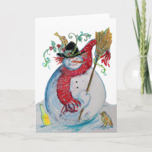 Cartes Pour Fêtes Annuelles BONHOMME DE NEIGE Ivre