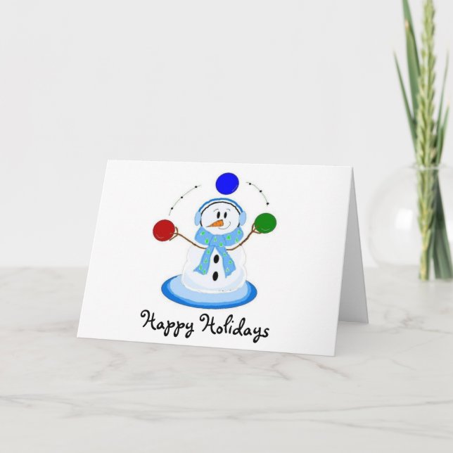 Cartes Pour Fêtes Annuelles Bonhomme de neige jongleur (Devant)