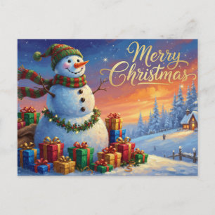 Cartes Pour Fêtes Annuelles Bonhomme de neige joyeux Noël avec cadeaux de Noël