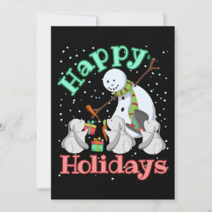 Cartes Pour Fêtes Annuelles Bonhomme de neige lapin Animaux de vacances de Noë