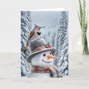 CARTES POUR FÊTES ANNUELLES BONHOMME DE NEIGE NORTHERN FLICKER - PAYS DES MERV