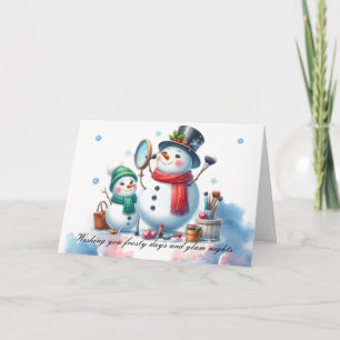 Cartes Pour Fêtes Annuelles Bonhomme de neige rougissant Style Glamour de Fête