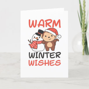 Cartes Pour Fêtes Annuelles Bonhomme de neige Souhaits chaleureux de l'hiver s