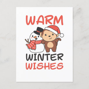 Cartes Pour Fêtes Annuelles Bonhomme de neige Souhaits chaleureux d'hiver Sing