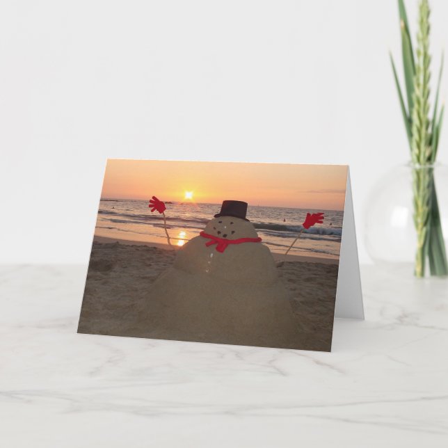 Cartes Pour Fêtes Annuelles Bonhomme de neige tropical (Devant)