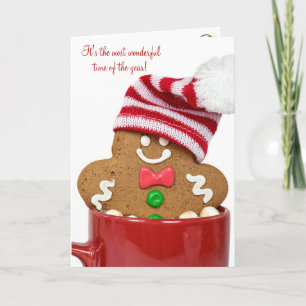 Cartes Pour Fêtes Annuelles Bonhomme en pain d'épice de Noël en cacao chaud