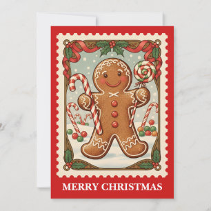 Cartes Pour Fêtes Annuelles Bonhomme en pain d'épices   Noël du Timbre de Post
