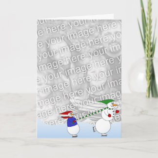 Cartes Pour Fêtes Annuelles Bonhommes de neige de patinage 2