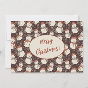 Cartes Pour Fêtes Annuelles Bonhommes de neige détendus - Joyeux Noël v2 rouge