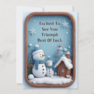Cartes Pour Fêtes Annuelles Bonhommes de neige espiègles dans un décor hiverna