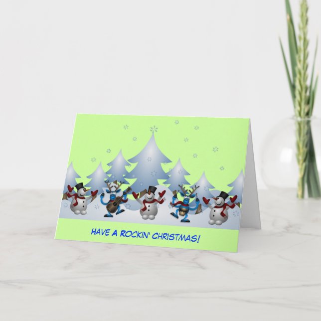 Cartes Pour Fêtes Annuelles Bonhommes de neige musicaux et Noël de Rockin de (Devant)