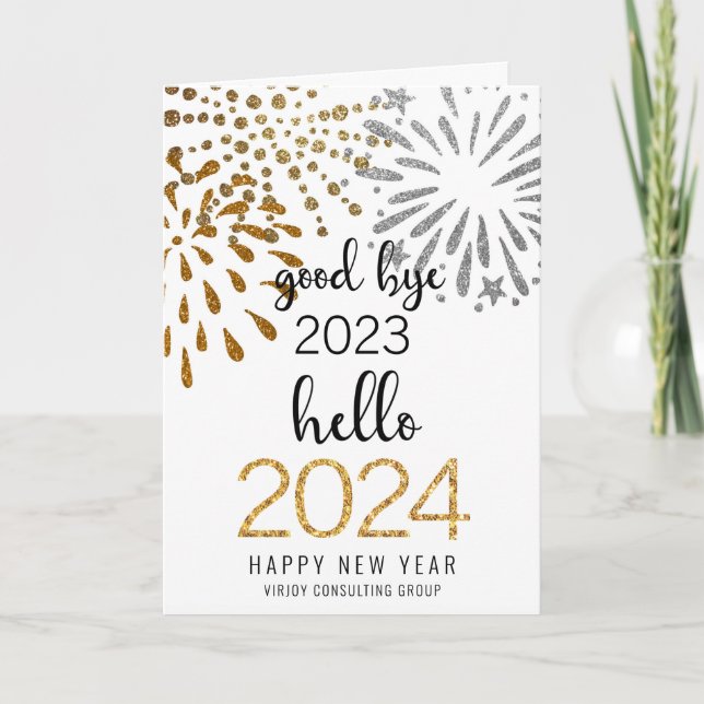 Cartes Pour Fêtes Annuelles Bonjour 2025 Business Gold Parties scintillant Fes (Devant)