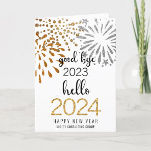 Cartes Pour Fêtes Annuelles Bonjour 2025 Business Gold Parties scintillant Fes