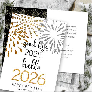 Cartes Pour Fêtes Annuelles Bonjour 2025 Parties scintillant d'or Festive feux