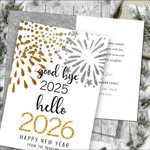 Cartes Pour Fêtes Annuelles Bonjour 2025 Parties scintillant d'or Festive feux