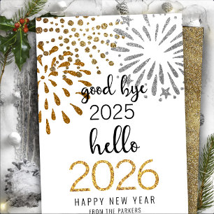 Cartes Pour Fêtes Annuelles Bonjour 2025 Parties scintillant d'or Festive feux