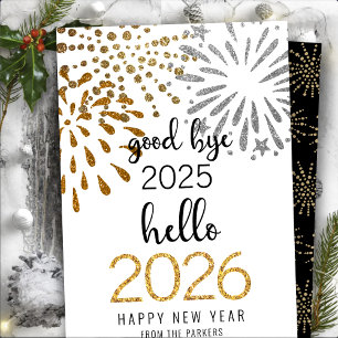 Cartes Pour Fêtes Annuelles Bonjour 2025 Parties scintillant d'or Festive feux