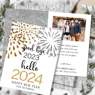 Cartes Pour Fêtes Annuelles Bonjour 2025 Parties scintillant d'or Festive feux