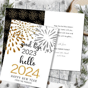 Cartes Pour Fêtes Annuelles Bonjour 2025 Parties scintillant d'or Festive feux