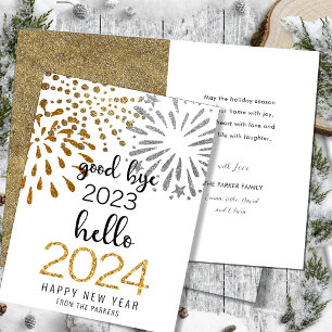 Cartes Pour Fêtes Annuelles Bonjour 2025 Parties scintillant d'or Festive feux