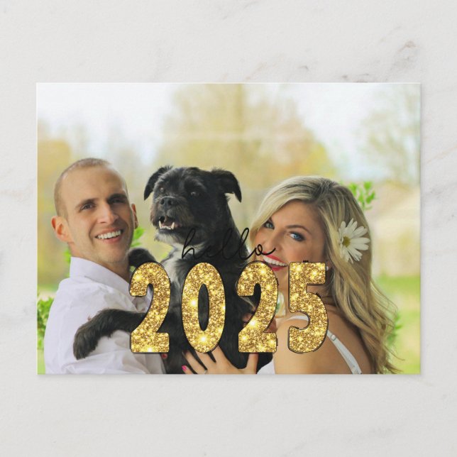 Cartes Pour Fêtes Annuelles Bonjour 2025 Photo personnalisée (Devant)