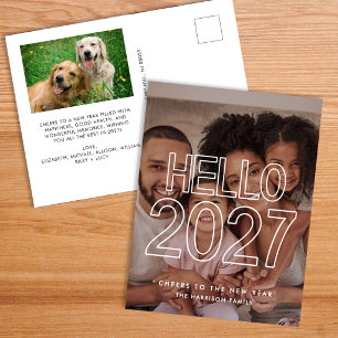 Cartes Pour Fêtes Annuelles Bonjour 2027 Photo Nouvel An Moderne