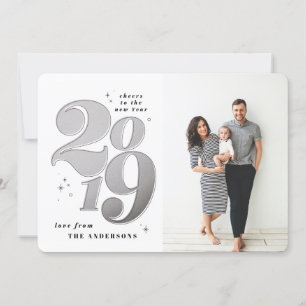 Cartes Pour Fêtes Annuelles Bonjour à la nouvelle année argent 2019 photo vaca