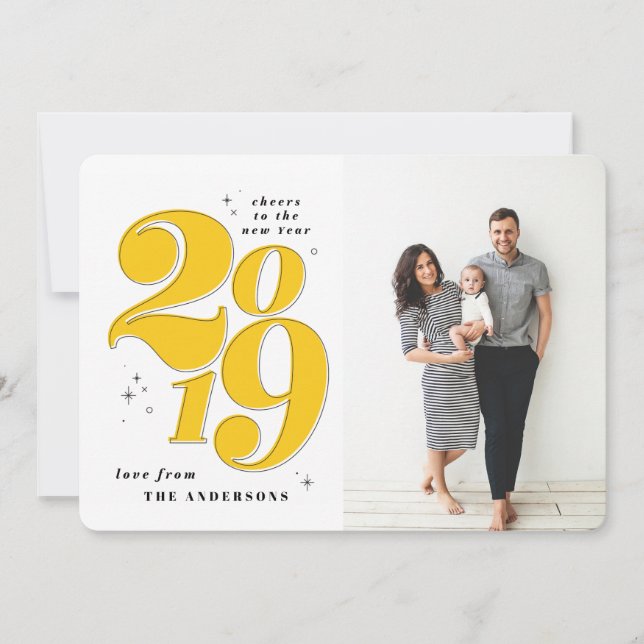 Cartes Pour Fêtes Annuelles Bonjour à la nouvelle année audacieuse vacances ph (Devant)