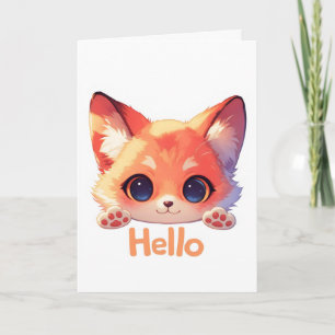 Cartes Pour Fêtes Annuelles Bonjour Anime Renard Mignon