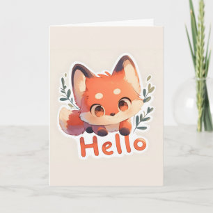 Cartes Pour Fêtes Annuelles Bonjour Anime Renard Mignon