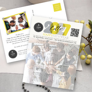 Cartes Pour Fêtes Annuelles Bonjour Calendrier 2027 Typographie Gras Photo Nou