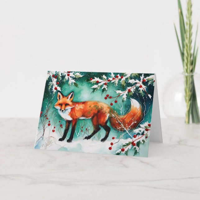 Cartes Pour Fêtes Annuelles Bonjour, Joyeux Noël Fox (Devant)