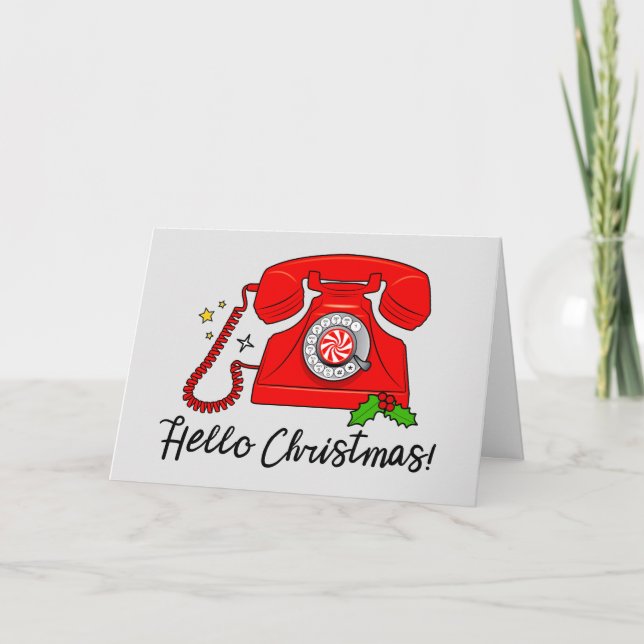 Cartes Pour Fêtes Annuelles  Bonjour Noël !Téléphone rétro (Devant)