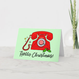 Cartes Pour Fêtes Annuelles Bonjour Noël ! Vide de téléphone rétro
