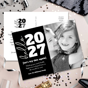 Cartes Pour Fêtes Annuelles Bonjour Nouvelle Année Noir Blanc Gras Année Perso