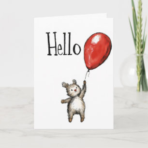Cartes Pour Fêtes Annuelles Bonjour ours et ballon
