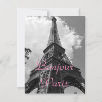 Bonjour Paris Noir Blanc Tour Eiffel France