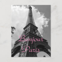 Bonjour Paris Noir Blanc Tour Eiffel France
