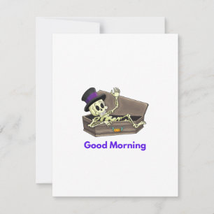 Cartes Pour Fêtes Annuelles Bonjour squelette dans un cercueil sur un