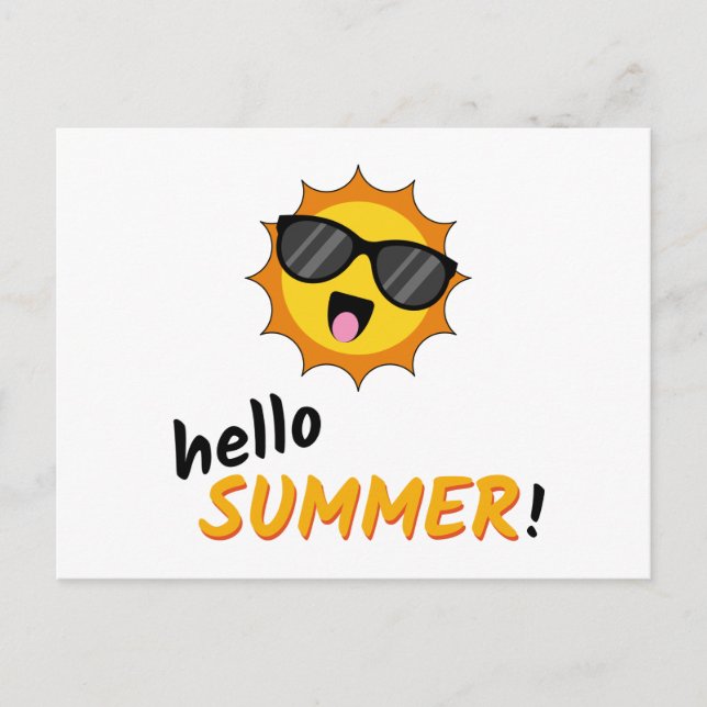 Cartes Pour Fêtes Annuelles Bonjour Summer Sun avec lunettes de soleil (Devant)