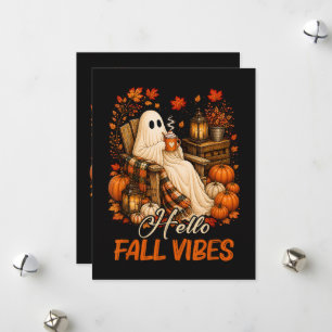 Cartes Pour Fêtes Annuelles Bonjour Vibrations d'Automne Fantôme Mignon Citrou